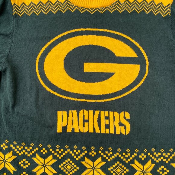 NFL Team Apparel Green Bay Packers Fair Isle Sweater Men Sz M Football Fandom - Picture 2 of 11